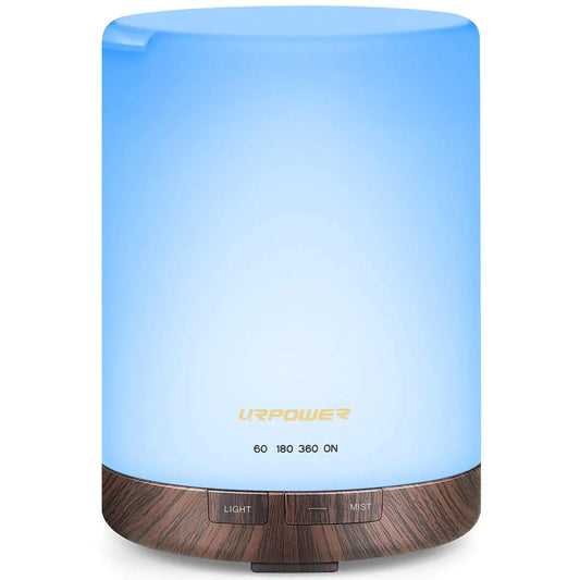 URPOWER 2nd Gen 300ml Aroma Essential Oil Diffuser Night Light Ultrasonic Air Cool Mist Humidifier with AUTO Shut Off and 6-7 Hours Continuous Diffusing and 4 Timer Settings for Home Office Yoga Spa GliaGrove